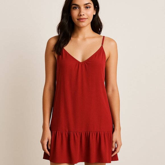 Shein Emery Rose hot pink Cami dress spaghetti strap flounce at bottom Sz XL - Picture 1 of 5